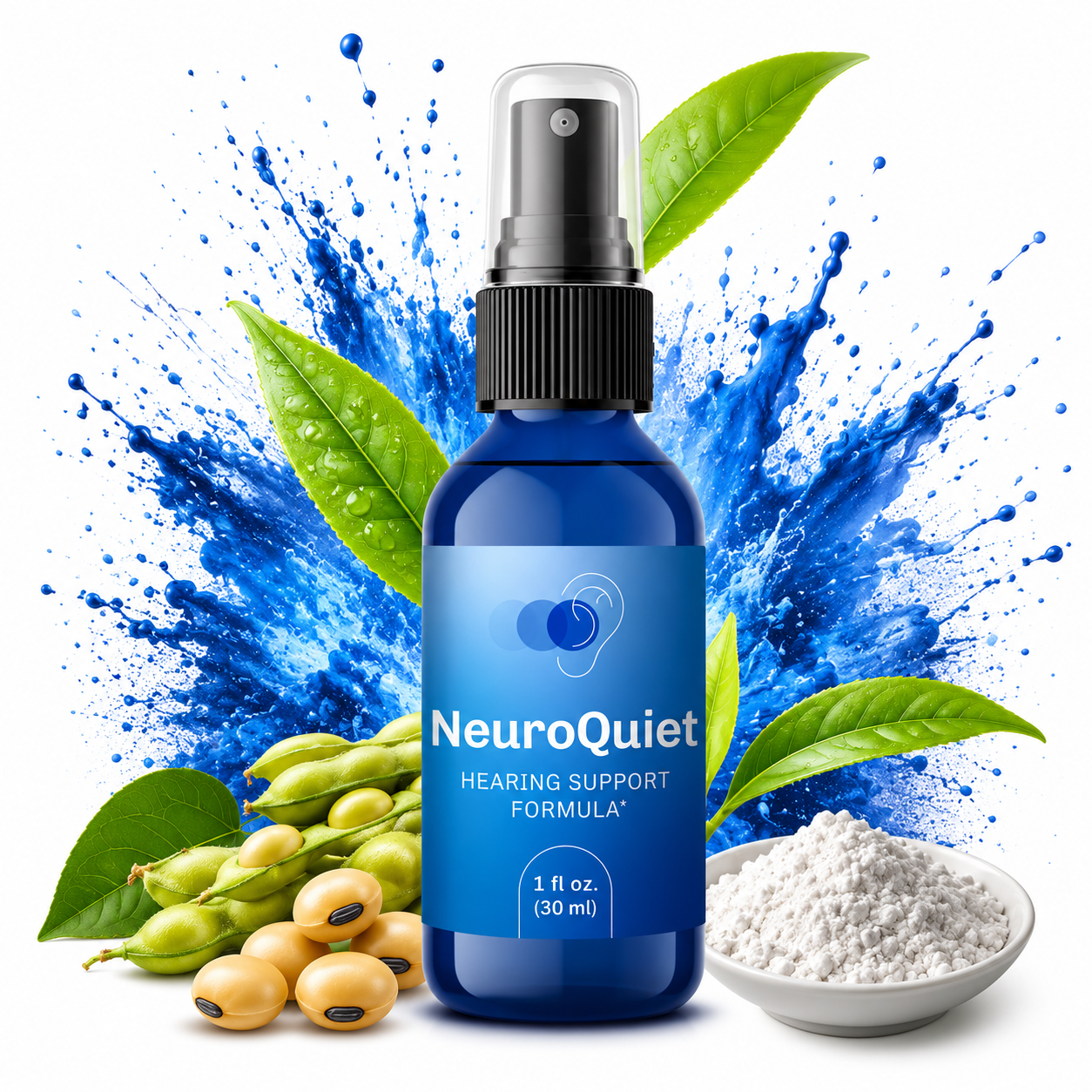 NeuroQuiet tinnitus and hearing support sublingual spray bottle
